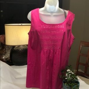 Charter Club Pink Pintuck Sleeveless Blouse.
